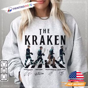Kraken Walking Abbey Road Signatures Ice Hockey Shirt