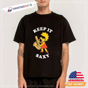 Lisa Simpson Saxophone Keep It Saxy Unisex T shirt 5