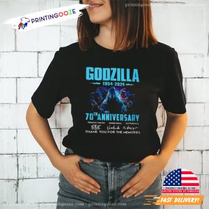 Vintage Godzilla 70th Annivesary 1954 2024 Signature T shirt 3