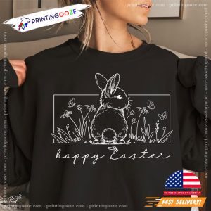 happy easter Floral Bunny Stylized T shirt 2