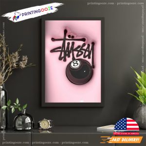 stussy 8 ball Pink Logo Poster