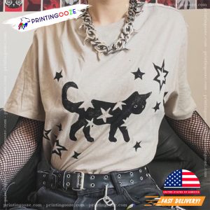 Beige Starry Black Cat trending shirts