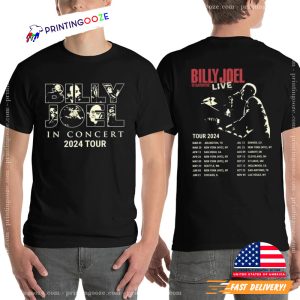 Billy Joel In Concert Music Tour 2024 Dates 2 Sided T shirt 1