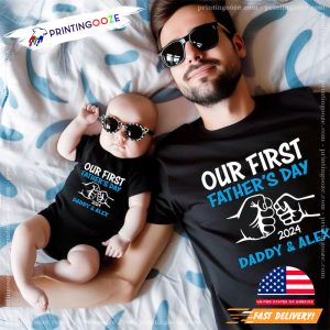 Customized Our First Father's Day Fist Bump Matching T shirt, Happy Father's Day Merch 2