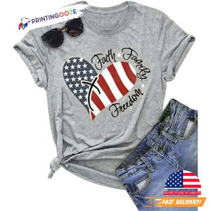 Faith Family Freedom Womens American Flag T Shirts