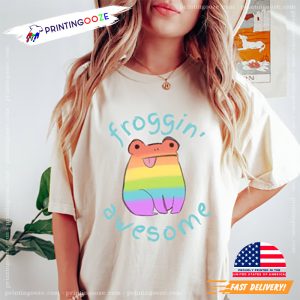 Froggin Awesome Funny LGBTQ Rainbow coloured Comfort Colors T shirt 2