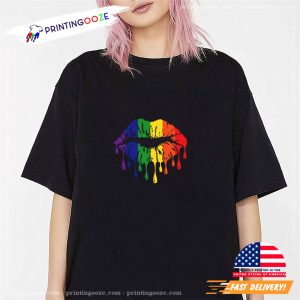 LGBT Rainbow Lips Vintage T Shirt