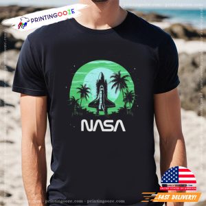 Nasa Palm Space Ship Cotton T Shirt