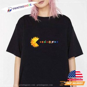 Pacman Eating Solar System Funny Planet Shirt