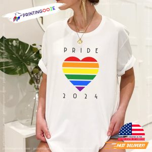 Pride 2024 Rainbow Heart lgbtq month Shirt 3