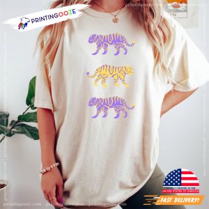 Purple and Gold Tigers Game Day, Cute Louisiana Comfort Colors Shirt 2