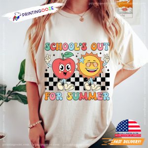 School's Out For Summer Cute Apple And Sun Retro Comfort Colors T shirt 1