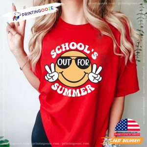 School's Out For Summer Happy Face Comfort Colors Tee 3