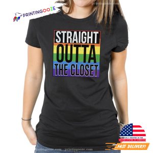 Straight Outta the Closet Funny Gay Pride T Shirt 2