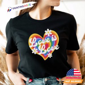 Vintage Heart lgbtq rainbow colors Love is Love Shirt 2