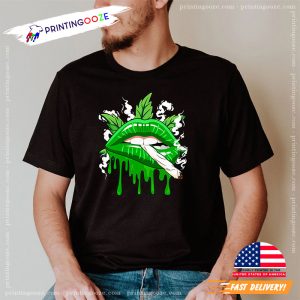 Cannabis Marijuana Weed Pot Leaf Sexy Lips T shirt 1