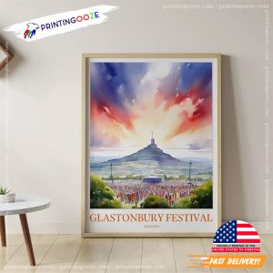 Glastonbury Festival Watercolors Art Poster 1