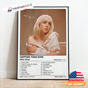 Happier Than Ever Album Tracklist Billies Eilish Graphic Poster