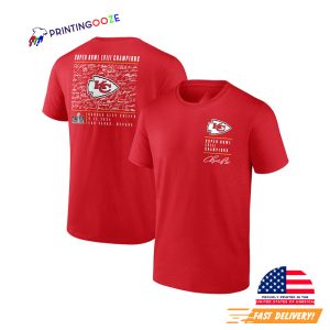Kansas City Chiefs Super Bowl LVIII Champions 2024 All Team Signatures 2 Sided T shirt