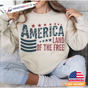 Land Of The Free Retro America Flag T shirt 2