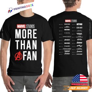 Marvel Studios Movies And Dates 2 Sided T shirt