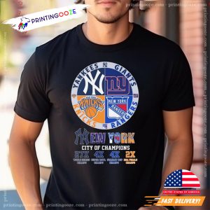 New York City Of Champions Yankees Giants Rangers And Knicks Shirt 2