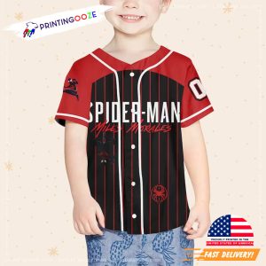 Personalize Spiderman Miles Morales Black Red Baseball Jersey