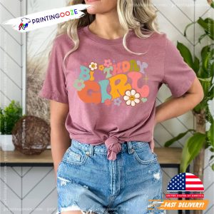 Vintage The Birthday Girl Flower birthday tee shirts