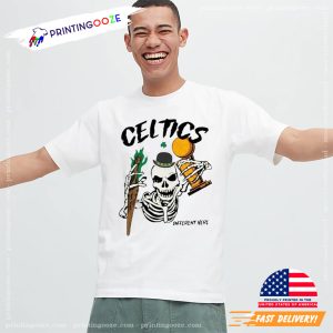 Basketball Celtics Different Here Skeleton Trophy Shirt 2