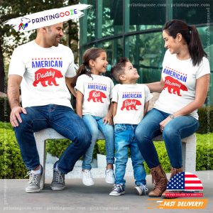 Bear American Flag Family Matching T Shirt, family day holiday