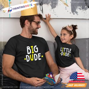 Big Dude Little Dude Cool Dad Baby Matching Tee