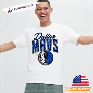 Dallas Mavs Royal Tri Ball T shirt 1