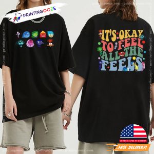 It's Okay To Feel All The Feels Disney Inside Out 2 Cartoon 2 Sided T shirt