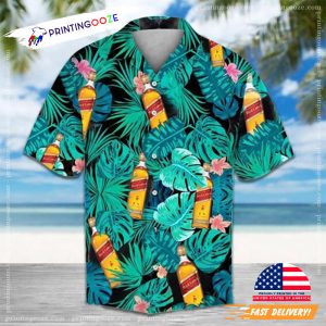 Johnnie Walker Green Tropical Palm Hawaiian Shirt