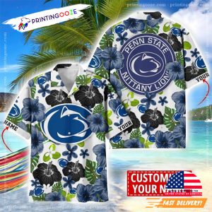 Penn State Nittany Lions Floral Custom Name Hawaiian Shirt