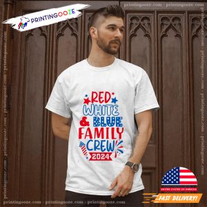 Red white & blue family crew 2024 T shirt 3