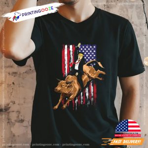 Rodeo Bull Rider Funny Trump Western Cowboy T shirt 2