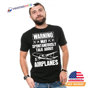 Warning May Spontaneously Talk About Airplanes Retro aviation t shirt 2