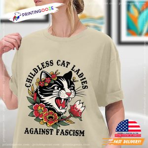 Childless Cat Ladies Against Fascism Unisex T shirt 3