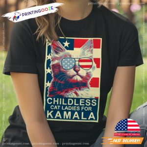 Childless Cat Lady Kamala Harris President 2024 Unisex T Shirt 3