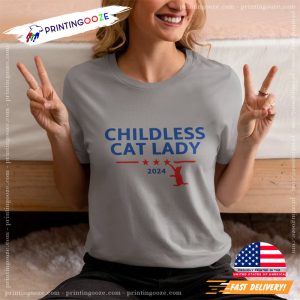 Childless Cat Lady Madam President 2024 Political T shirt 3