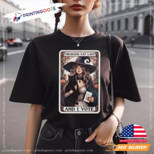 Childless Cat Lady Tarot Card Liberal Democrat T shirt 1