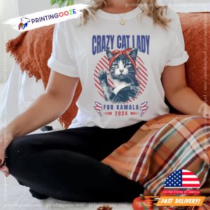 Crazy Cat Lady Funny Cat Kamala Election 2024 Tee 3