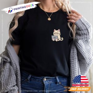 Cute Cat Reading Graphic T shirt 2