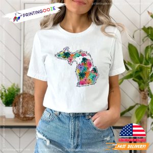 Floral Michigan State Pride T shirt 1