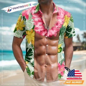 Funny Abs Aloha Tropical Flowers Hawaiian Shirt 2