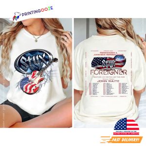 Styx And Foreigner Summer Tour 2024 Dates And Time 2 Sided T shirt 1