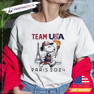 Team usa Snoopy olympic 2024 Olympic torch Tee 3