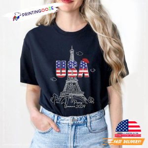 USA 2024 Eiffel Tower Paris Games Shirt 3