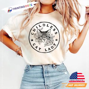 Vintage Childless Cat Lady Against Fascism Kamala Madam President 2024 Political Shirt 2